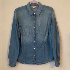 Mossimo Supply Co. Women’s Denim Snap Long Sleeve Pockets Size M